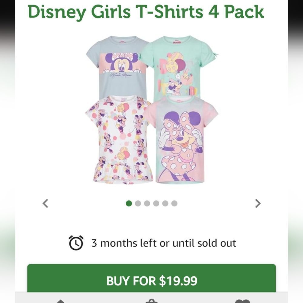Disney Minnie Girls Cotton graphic T-Shirts 4 Pack - size 6 - Picture 4 of 13